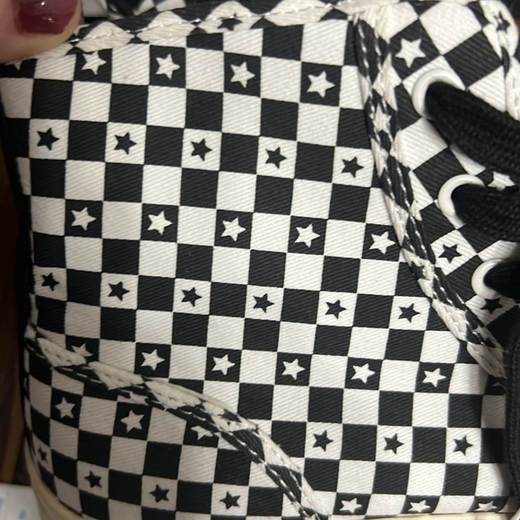 Zara Sneakers Stars Checkered Black and ivory high size 38 or 7 to 7.5 nwt - Picture 3 of 16